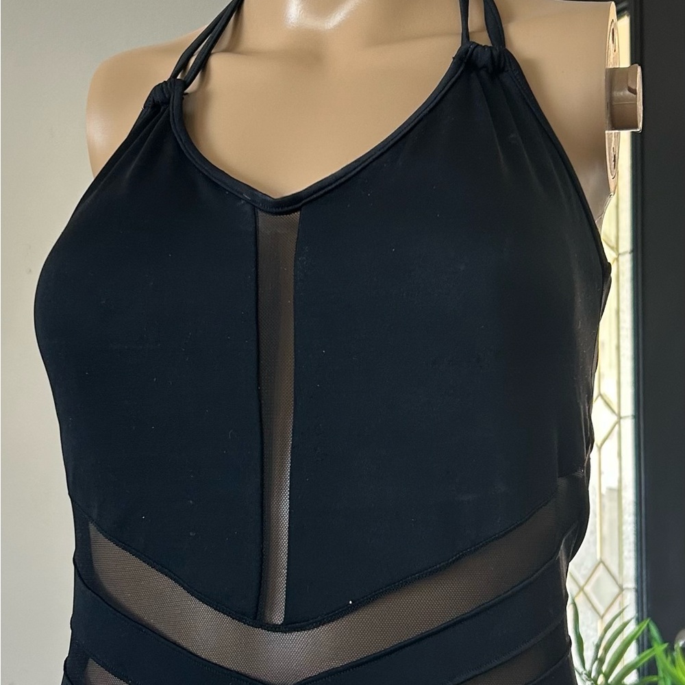 LEONISA - BLACK GEOMETRIC TULLE 1 PIECE -